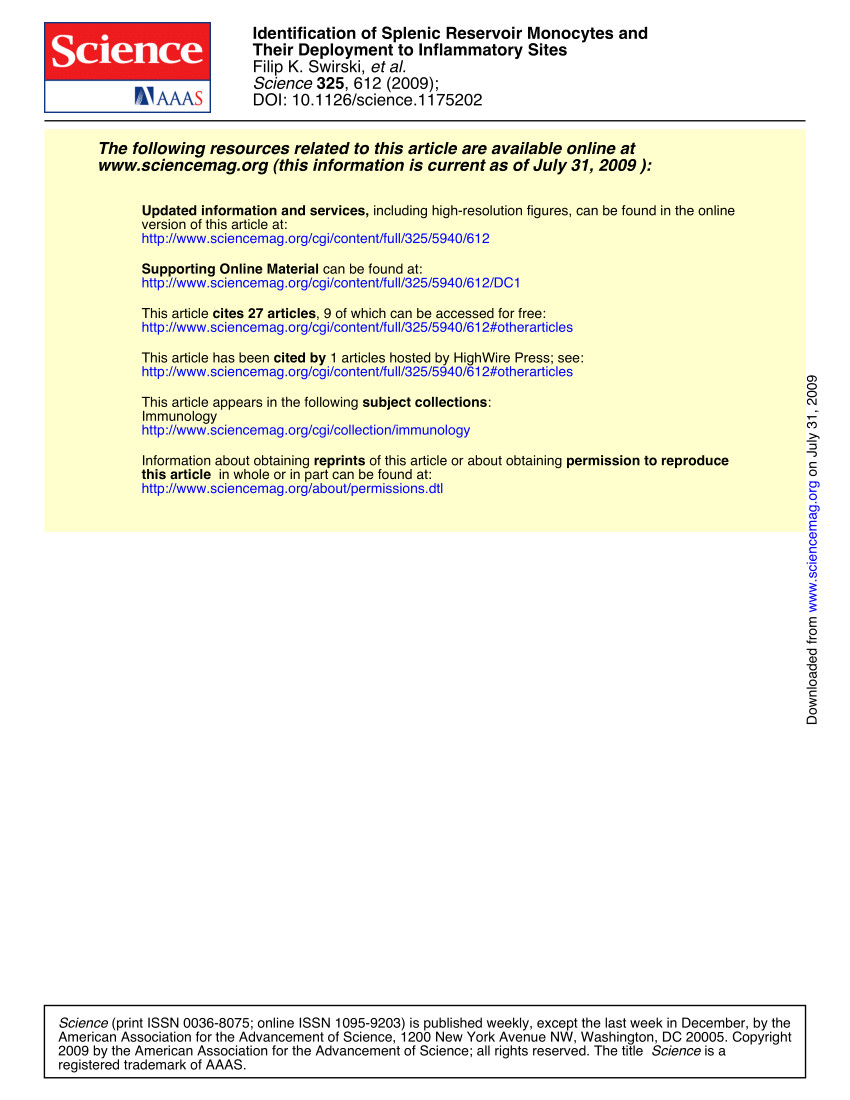 pdf identification of splenic reservoir monocytes and their deployment to inflammatory sites