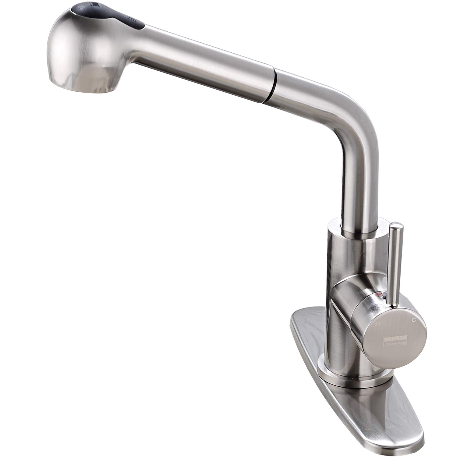 duranryan commercial single lever pull out sprayer kitchen sink faucet brushed nickel finish amazon com