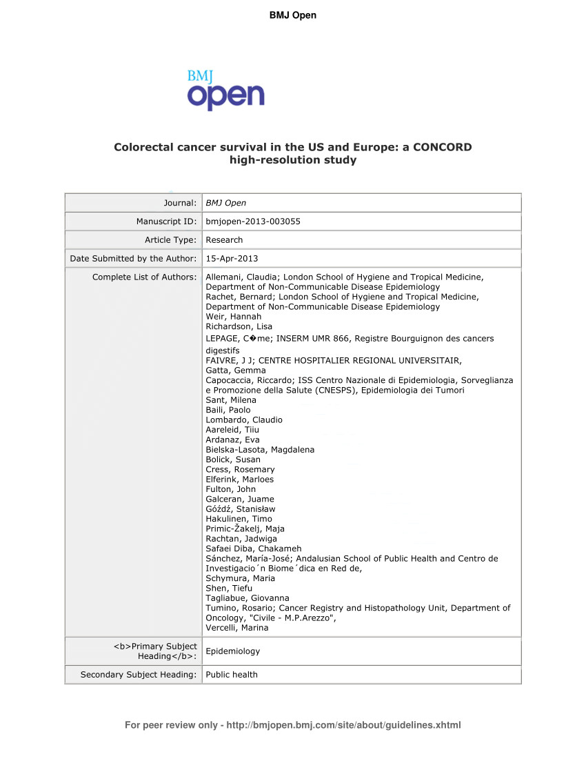 pdf life tables for world wide comparison of relative survival for cancer concord study