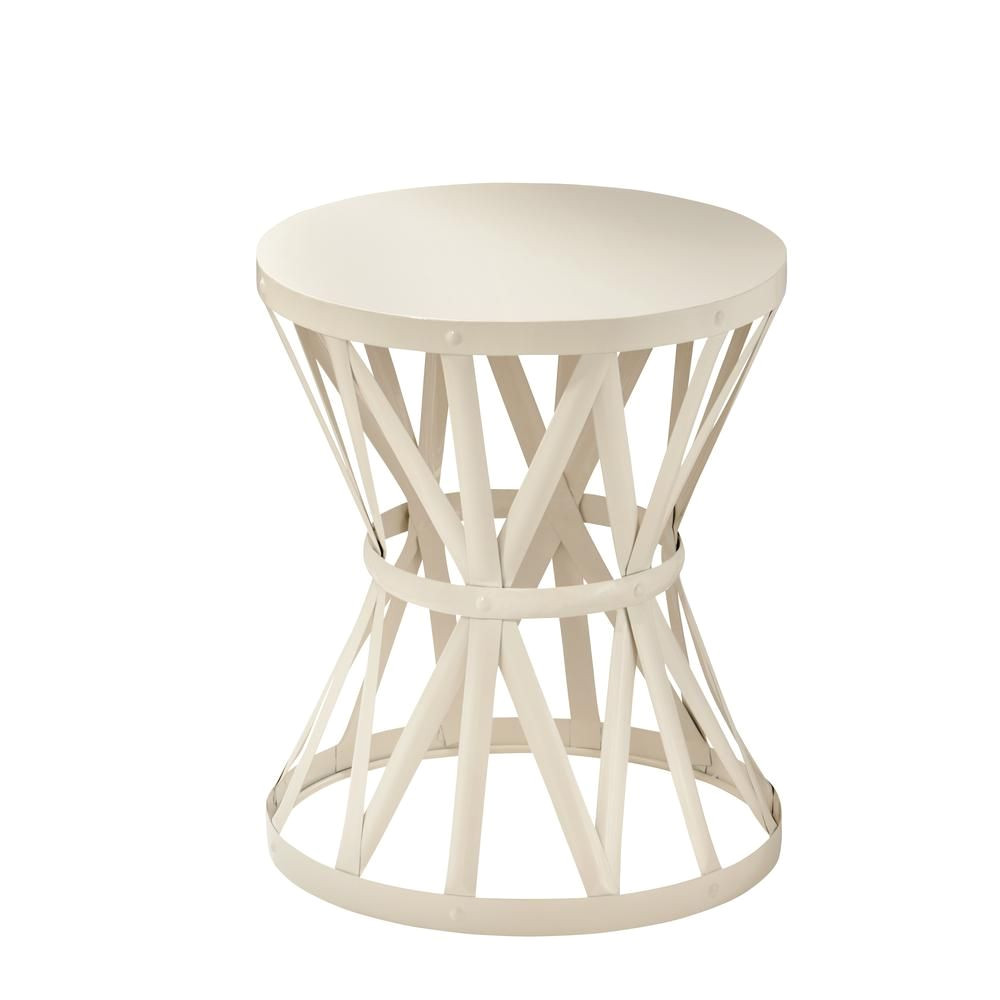 round metal garden stool in chalk hd16023a the home depot