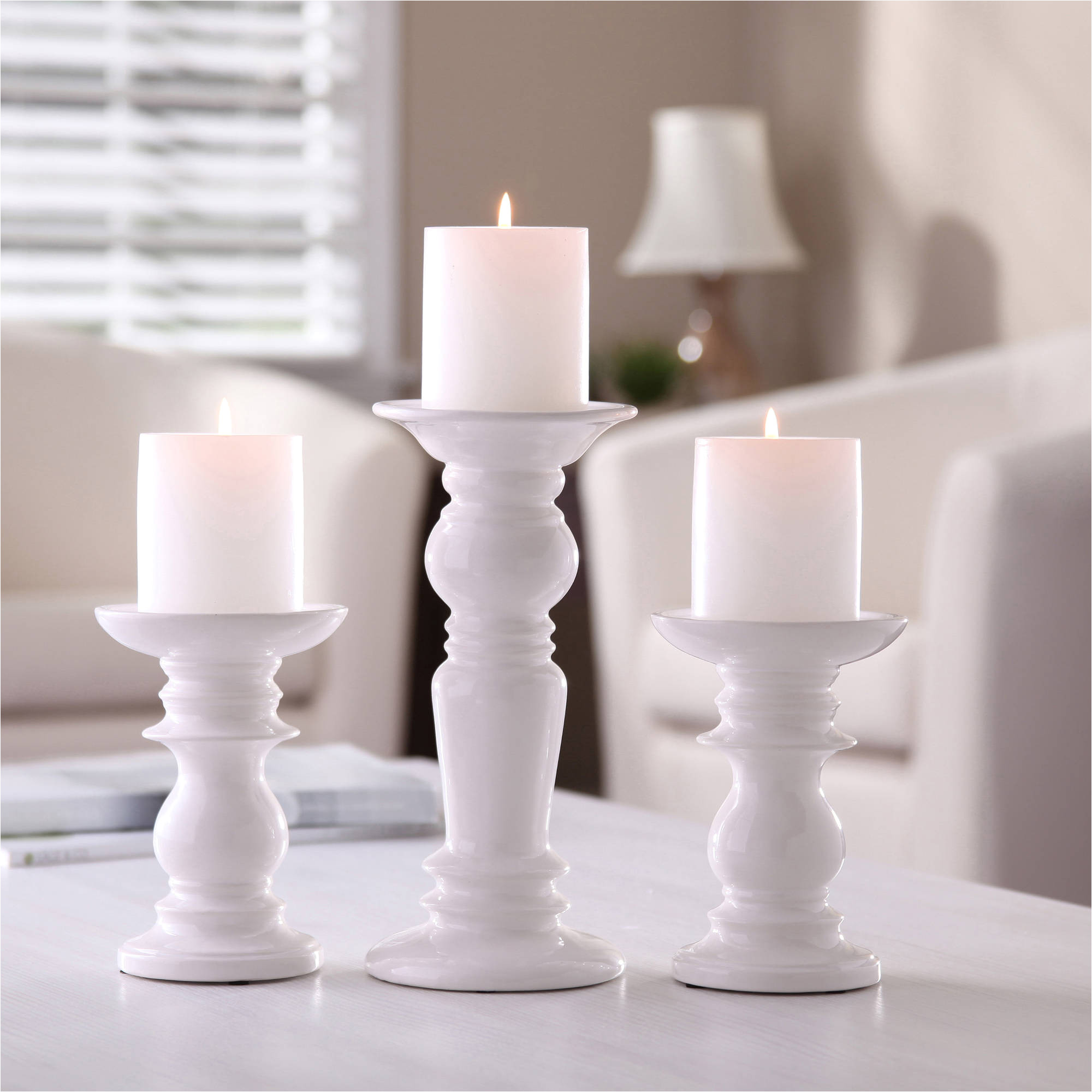 better homes gardens ceramic pillar candle holders set of 3 walmart com