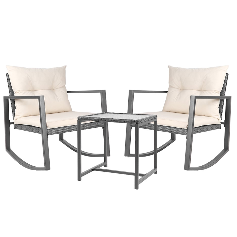 gardeon outdoor rocking chair and table set grey