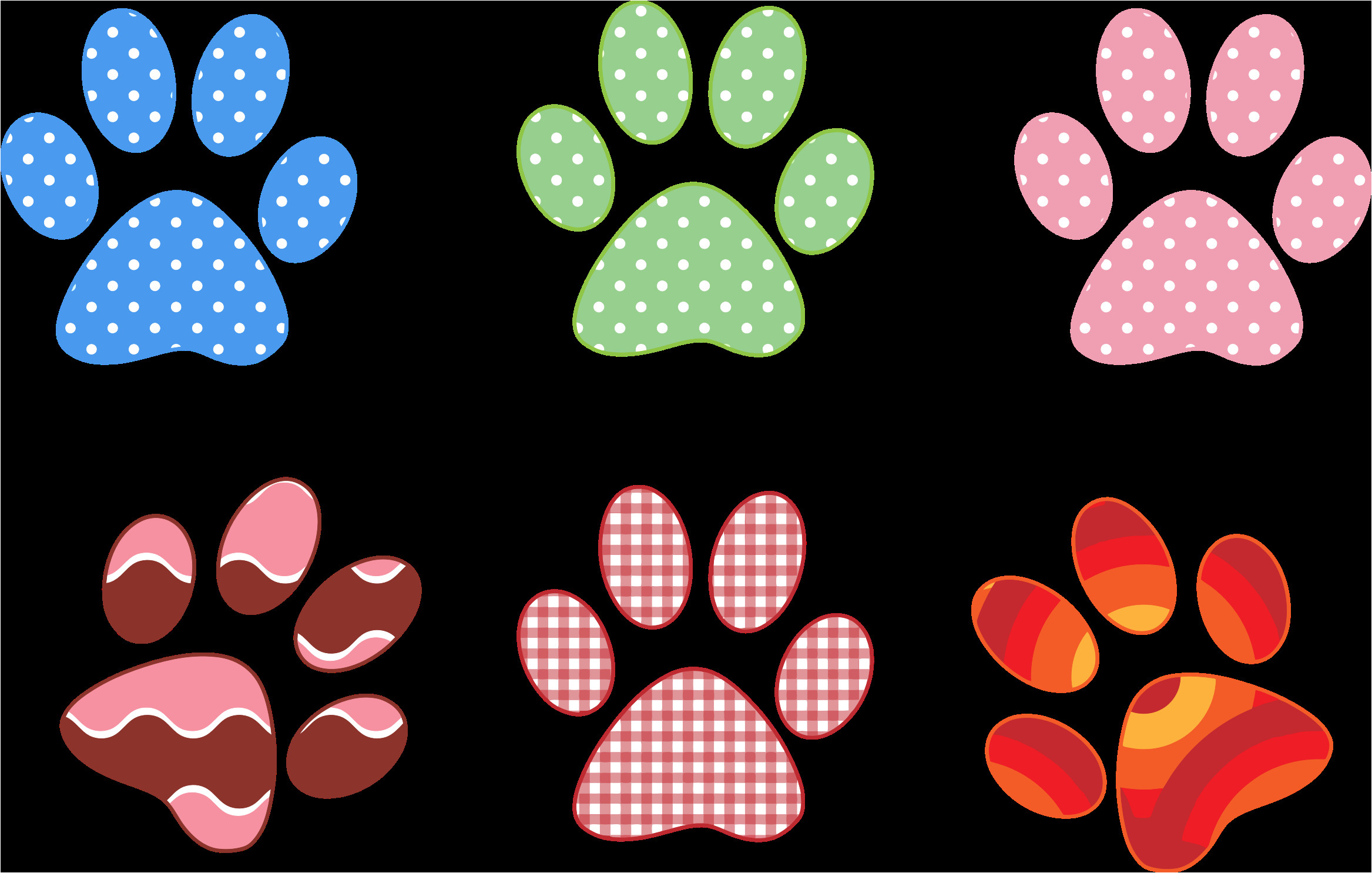 colorful paw prints by gdj from pdp on openclipart