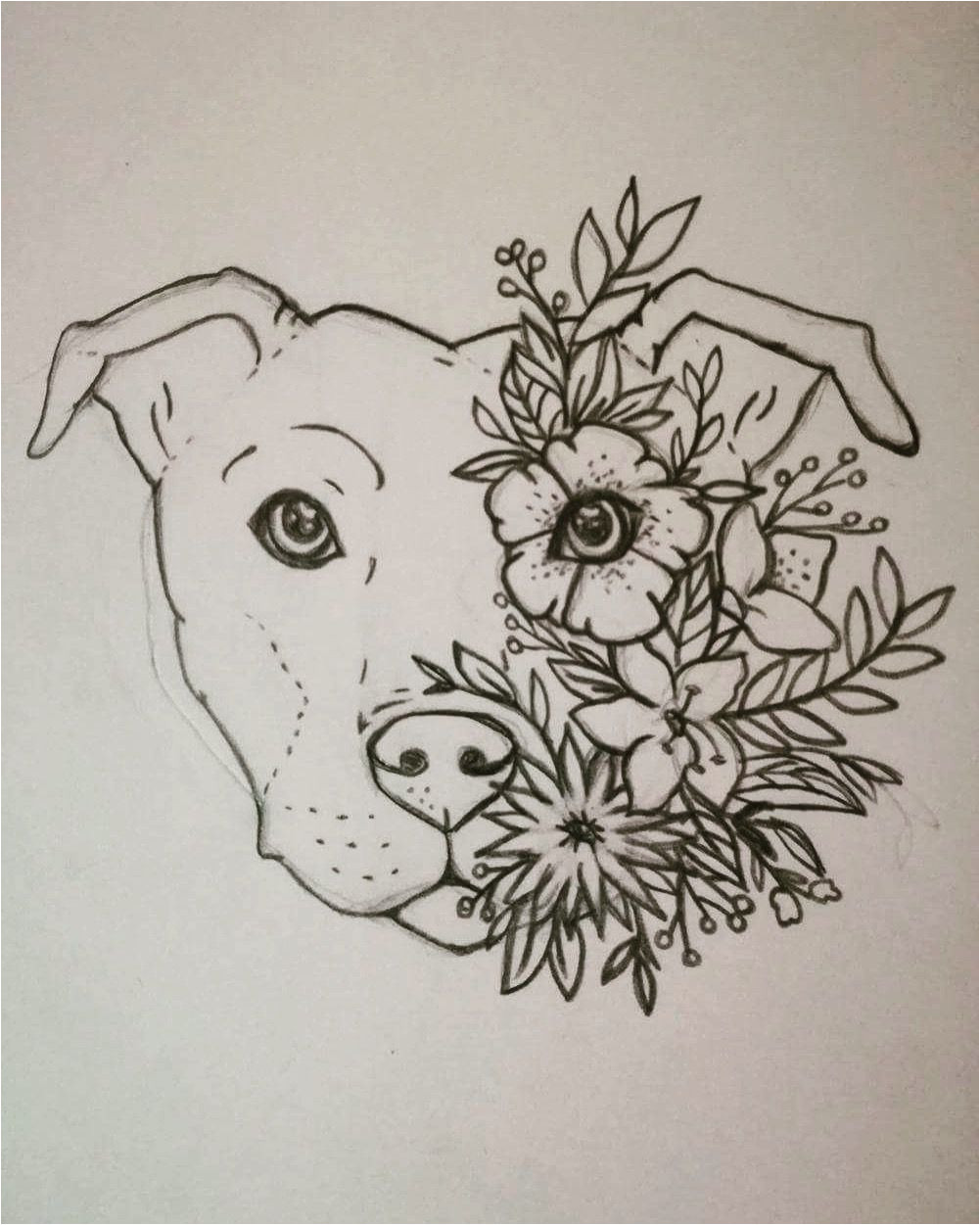 staffy tattoo staffordshire bull terrier floral flower tattoo