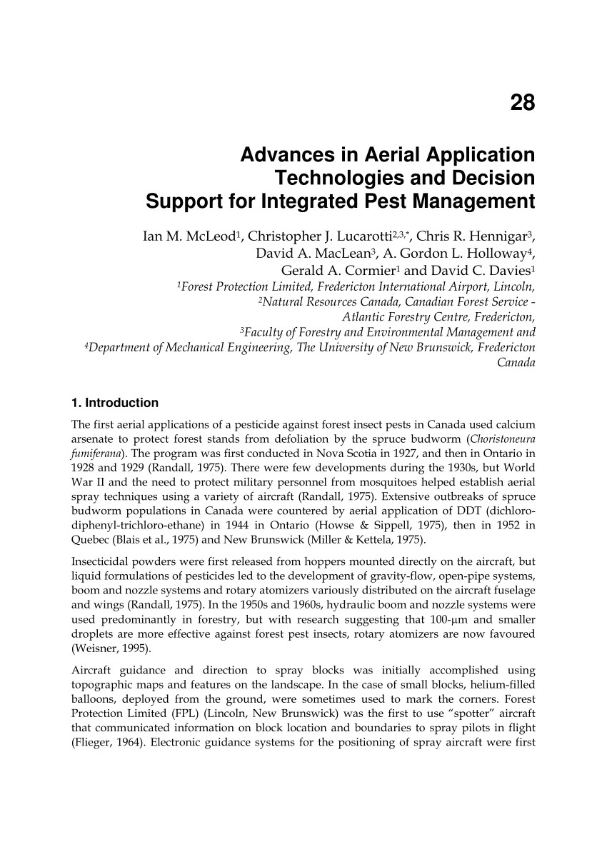 pdf advances in aerial application technologies and decision support for integrated pest management