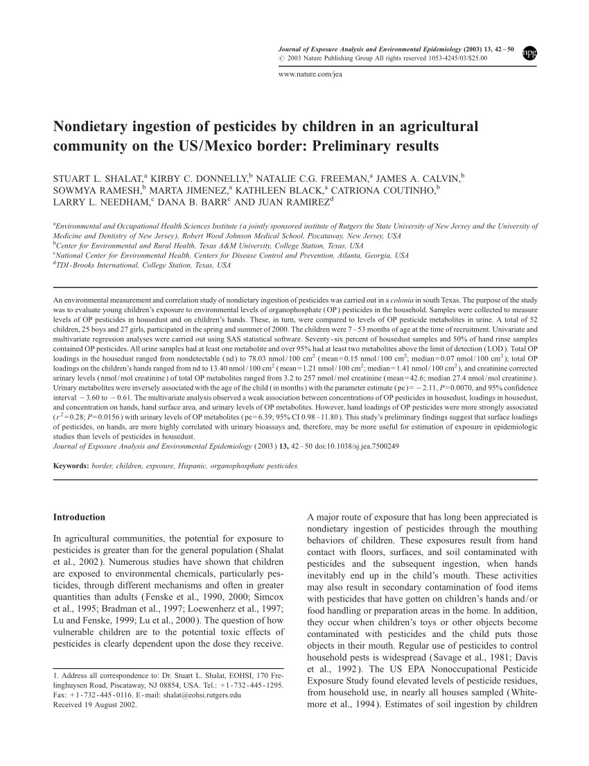 pdf household pesticide use in south texas as assessed using a pesticide inventory