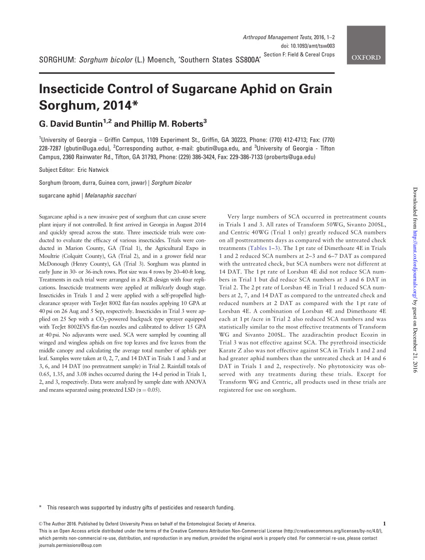 pdf insecticide control of sugarcane aphid on grain sorghum 2014
