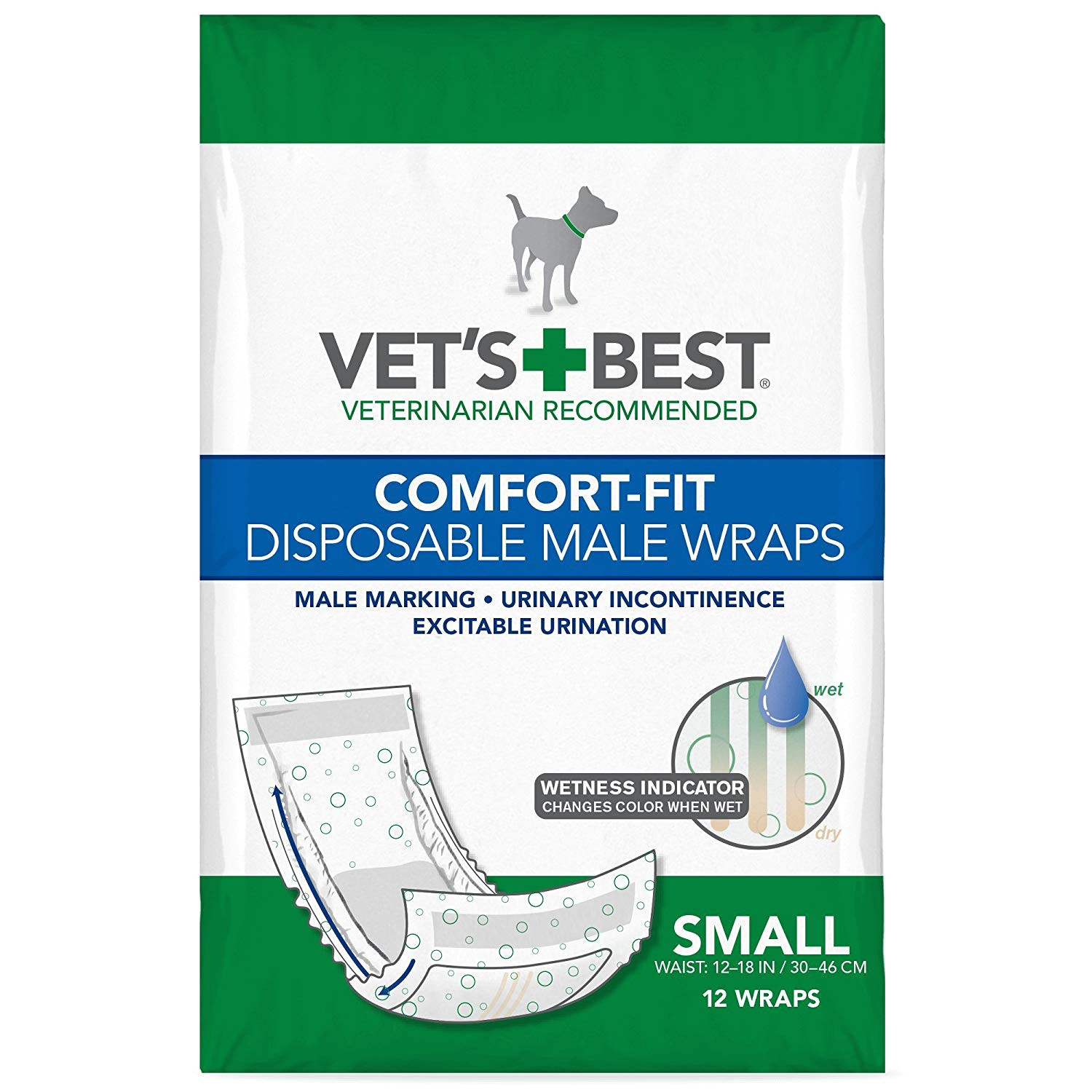 amazon com vet s best disposable male dog diapers with wetness indicator 12 count pet supplies