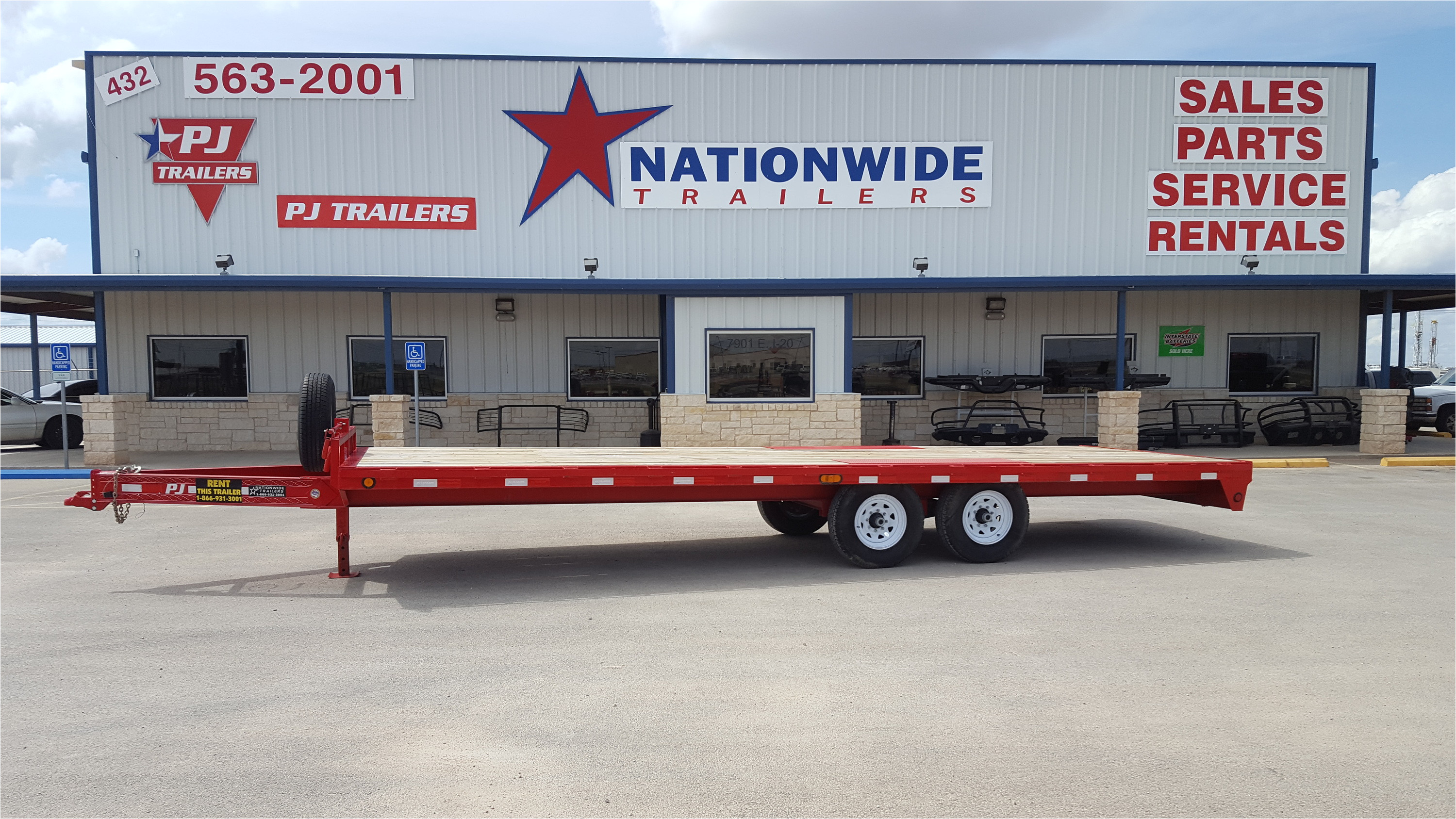 24 ft flatbed deckover trailer w bumperpull coupler for rent