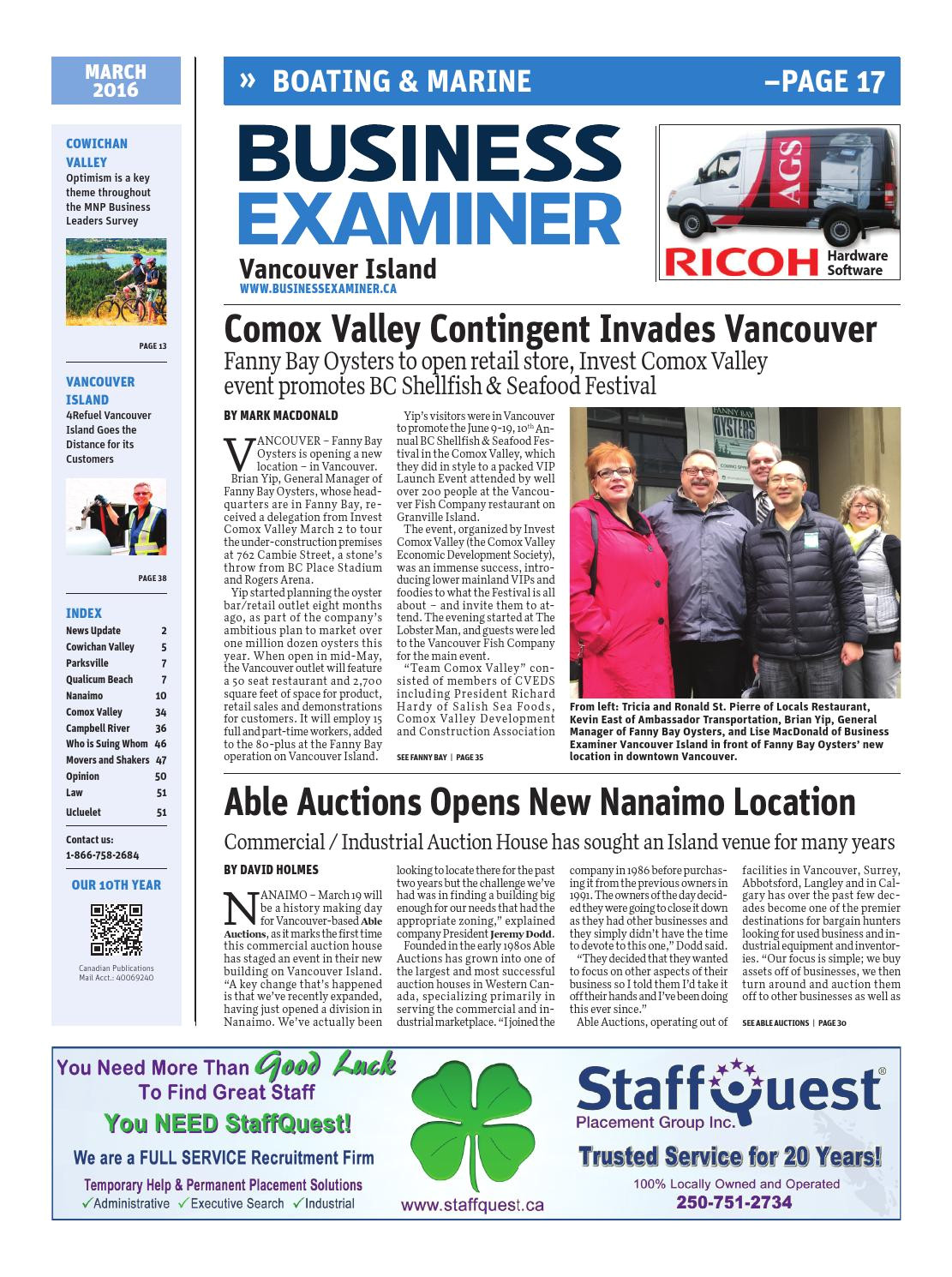 business examiner vancouver island march 2016 by business examiner media group issuu