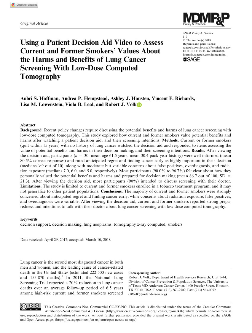 push and pull in ever smokers lung screening uptake decision making intentions