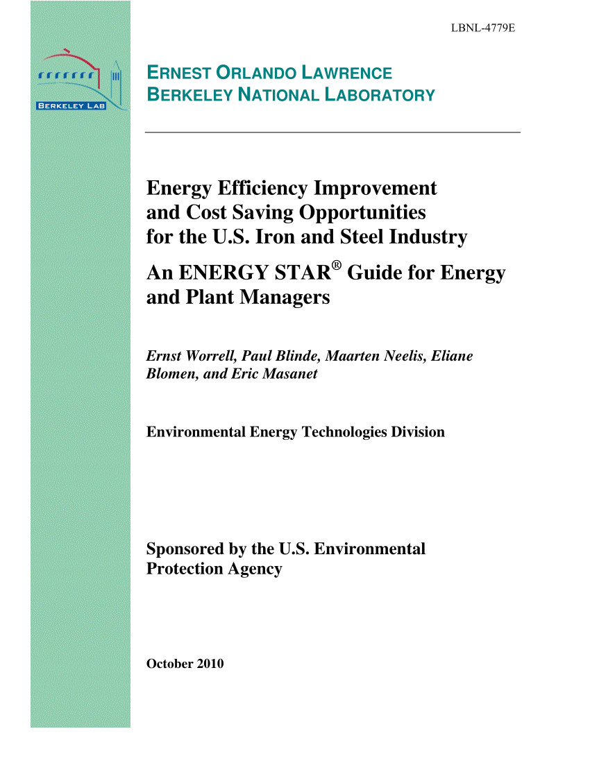 pdf energy efficiency improvement and cost saving opportunities for the u s iron and steel industry an energy star r guide for energy and plant managers