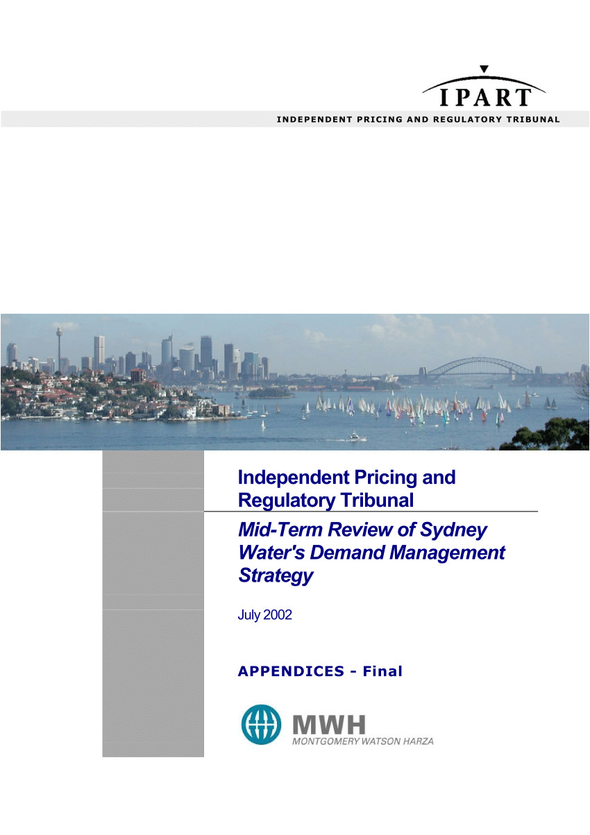 pdf independent pricing and regulatory tribunal mid term review of sydney water s demand management strategy appendices final