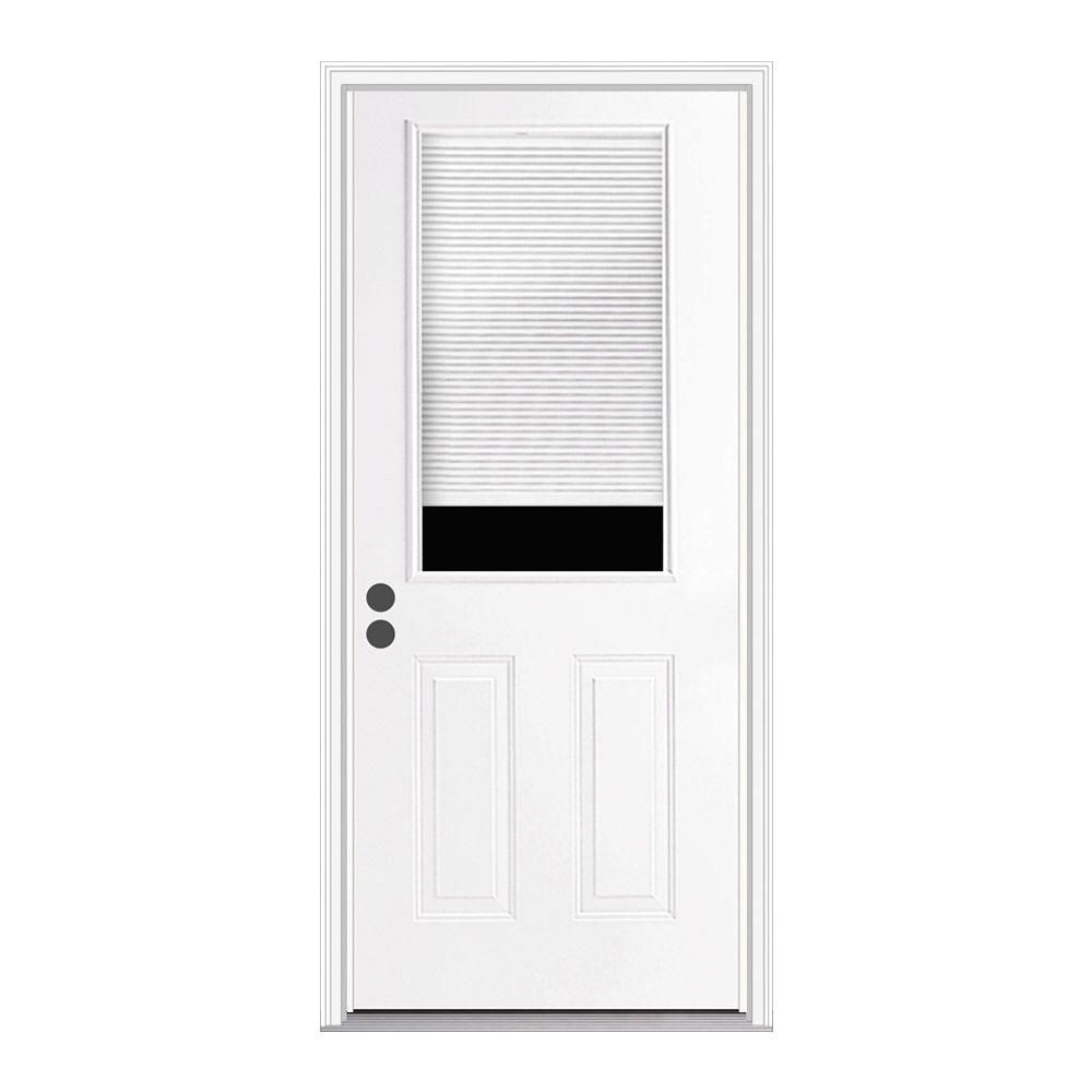 1 2 lite primed steel prehung right hand inswing front door w brickmould thdjw184700025 the home depot