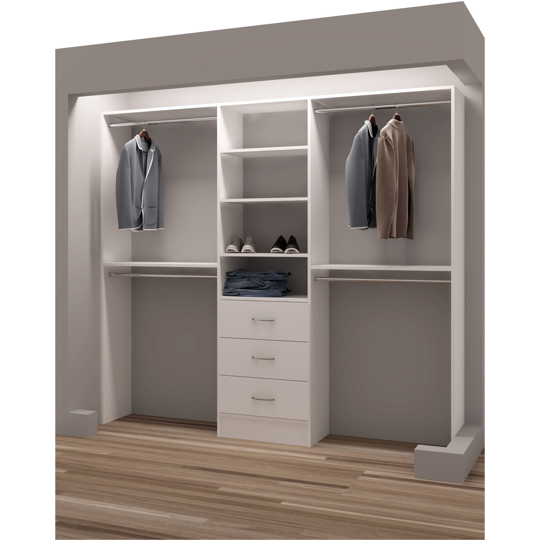 tidysquares classic wood 87 inch reach in closet organizer