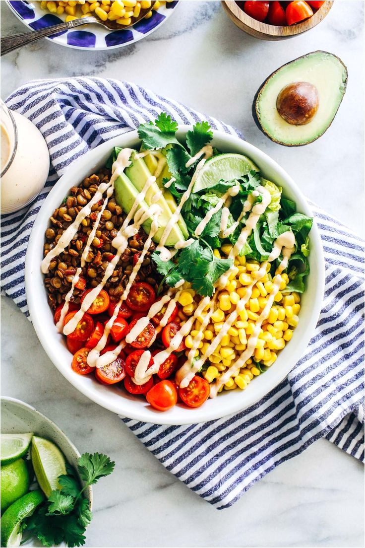 easy lentil taco salads seasoned lentils are served on a bed of crisp romaine lettuce