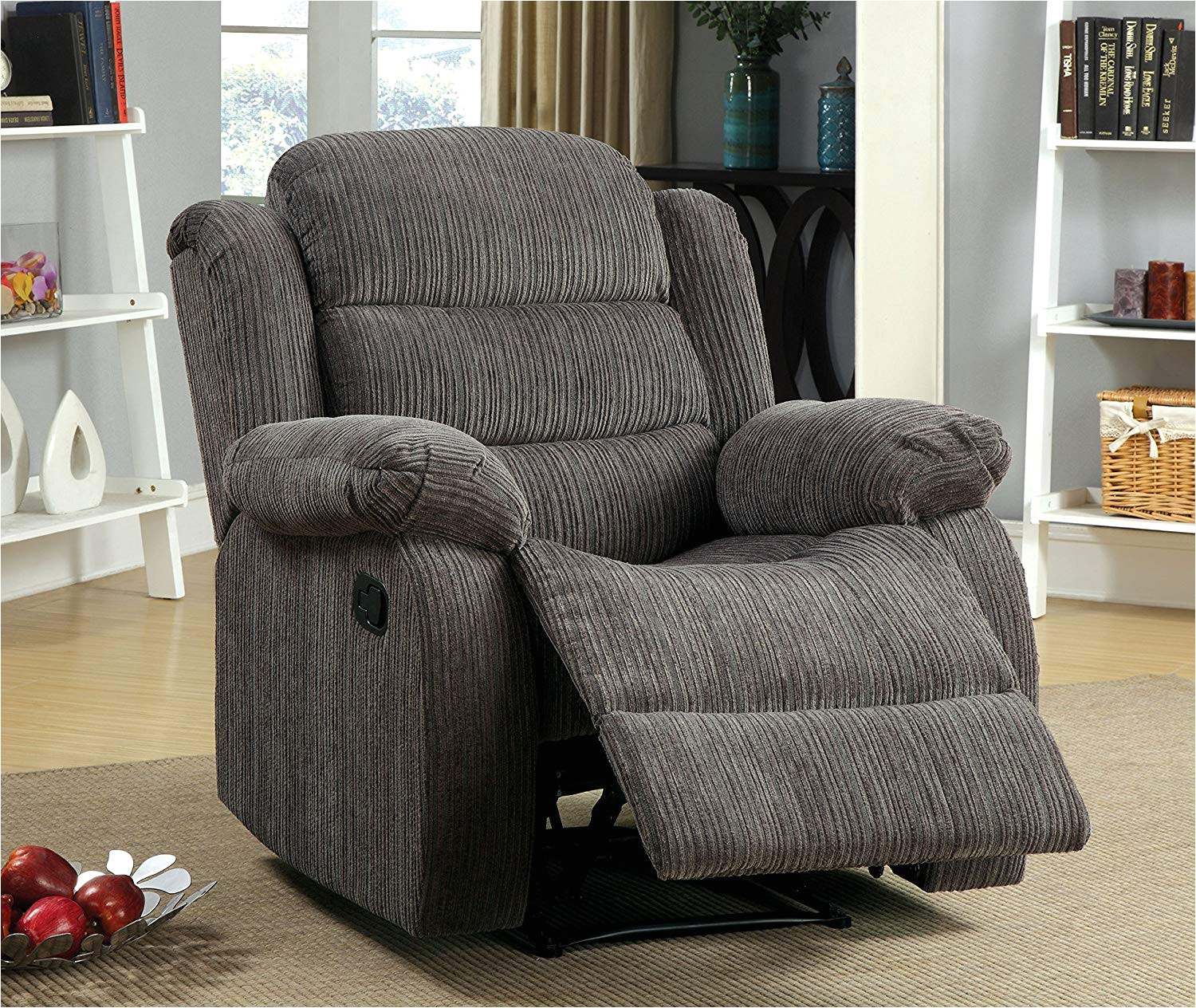 amazon com furniture of america blake chenille recliner chair gray kitchen dining