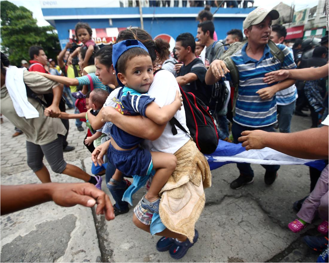 a honduran migrant part of a caravan trying to reach the united states storms