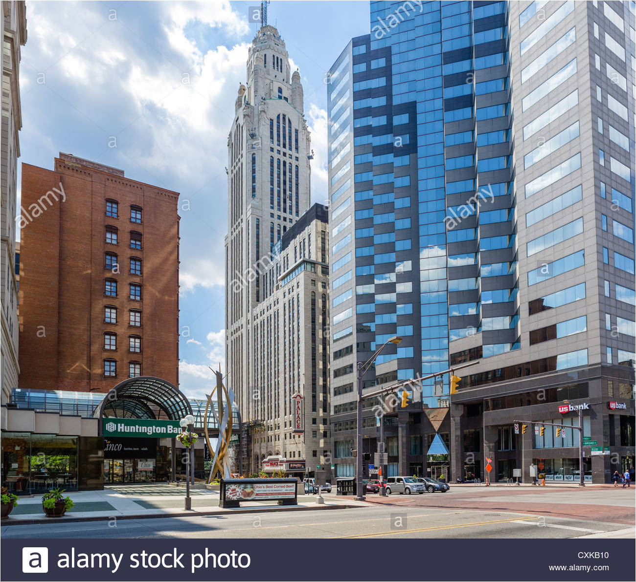 downtown columbus at the intersection of broad street and high street ohio usa