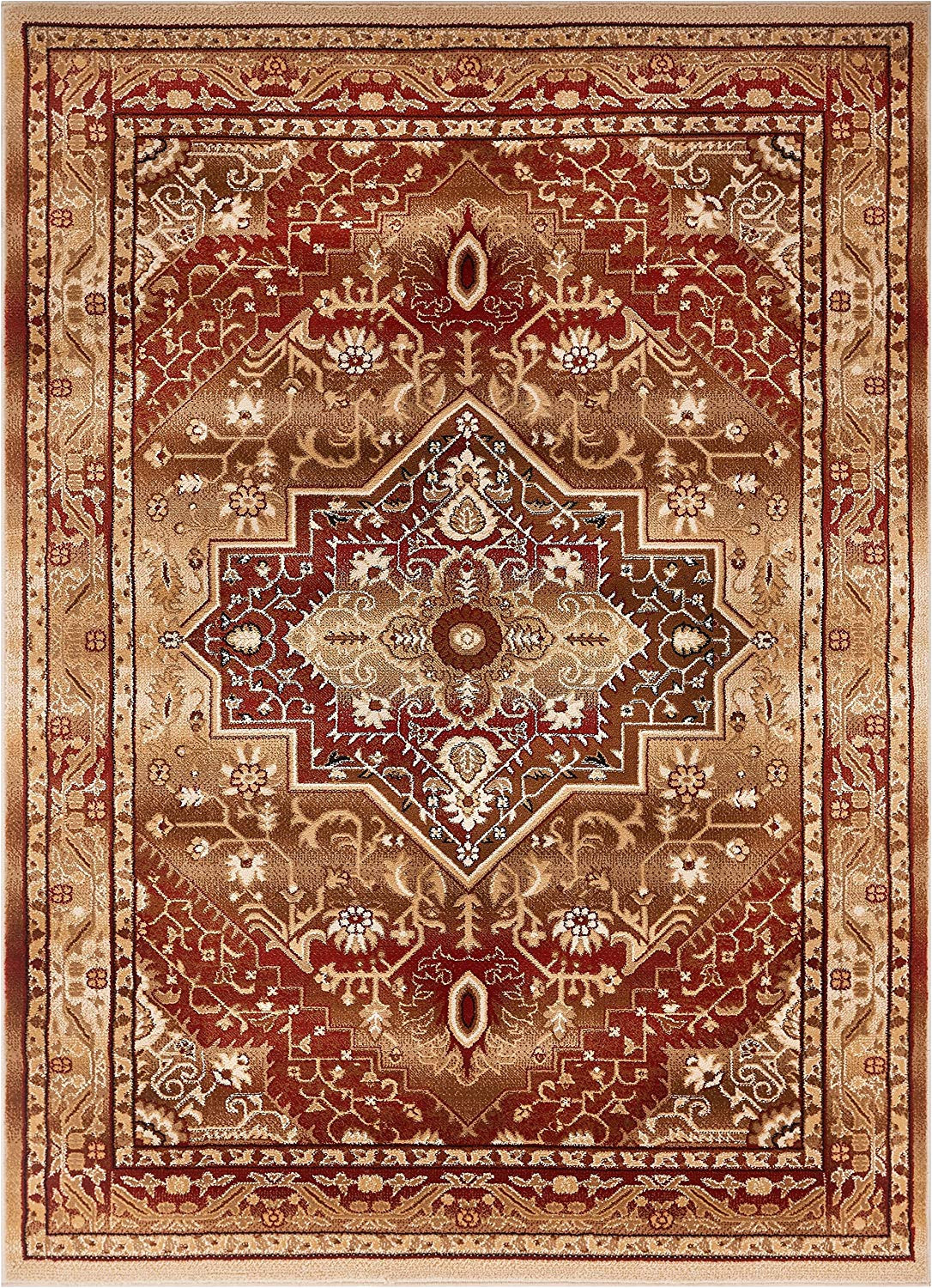 amazon com well woven tribal elegance red modern persian medallion 8x11 7 10 x 9 10 area rug vintage faded oriental erased carpet kitchen dining