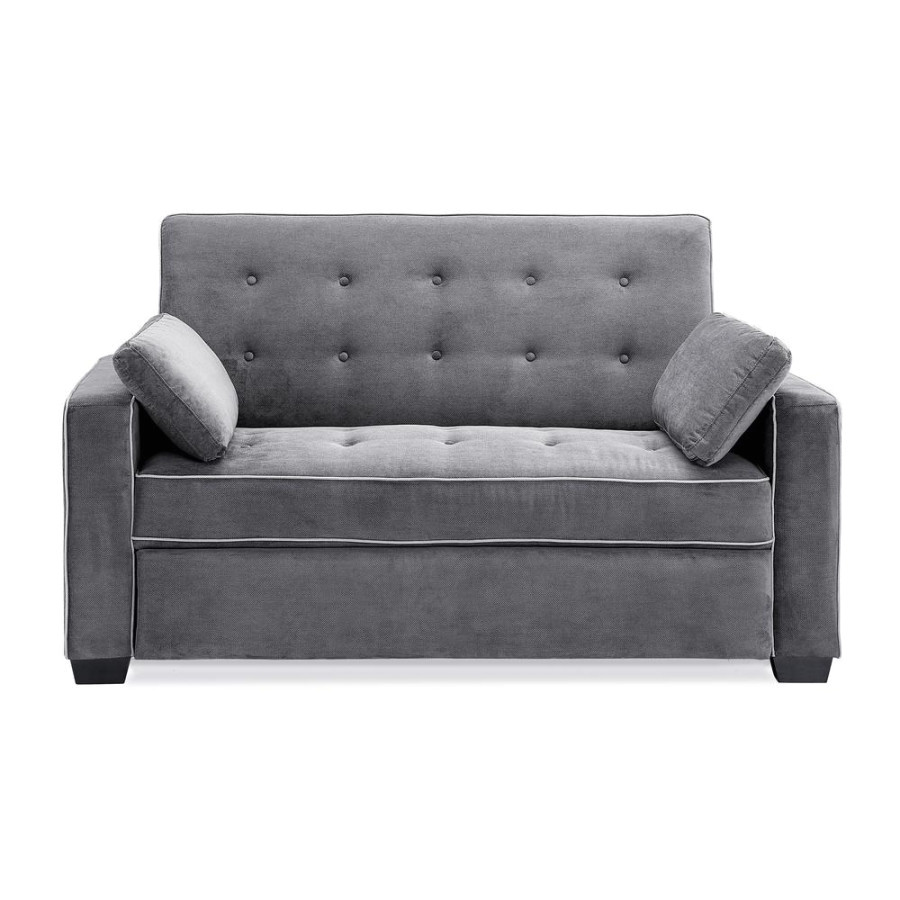 serta augustus microfiber convertible sofa queen size bed in grey rh earlkdesign com