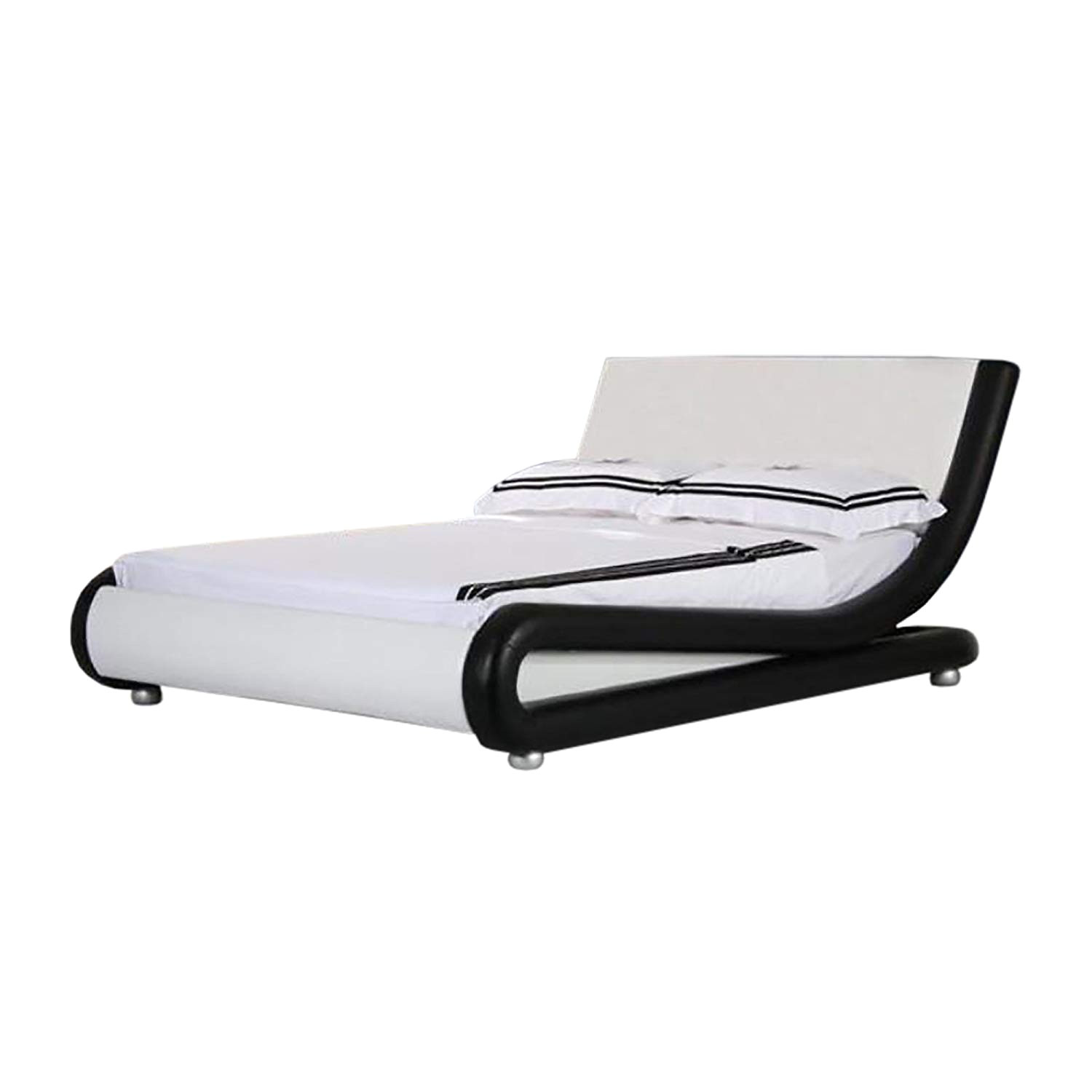 4ft6 italian designer faux leather double mallorca bed frame in black and white amazon co uk kitchen home