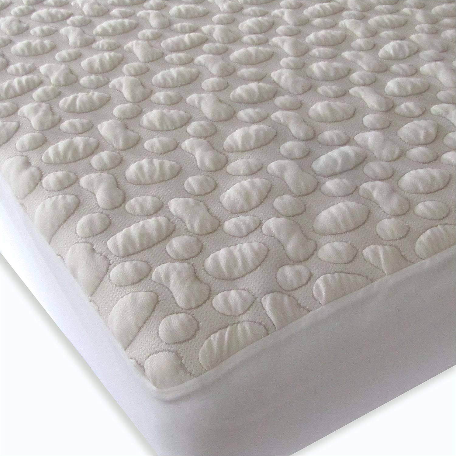 amazon com 40 winks organic cotton pebble puff waterproof mattress pad protector natural queen home kitchen