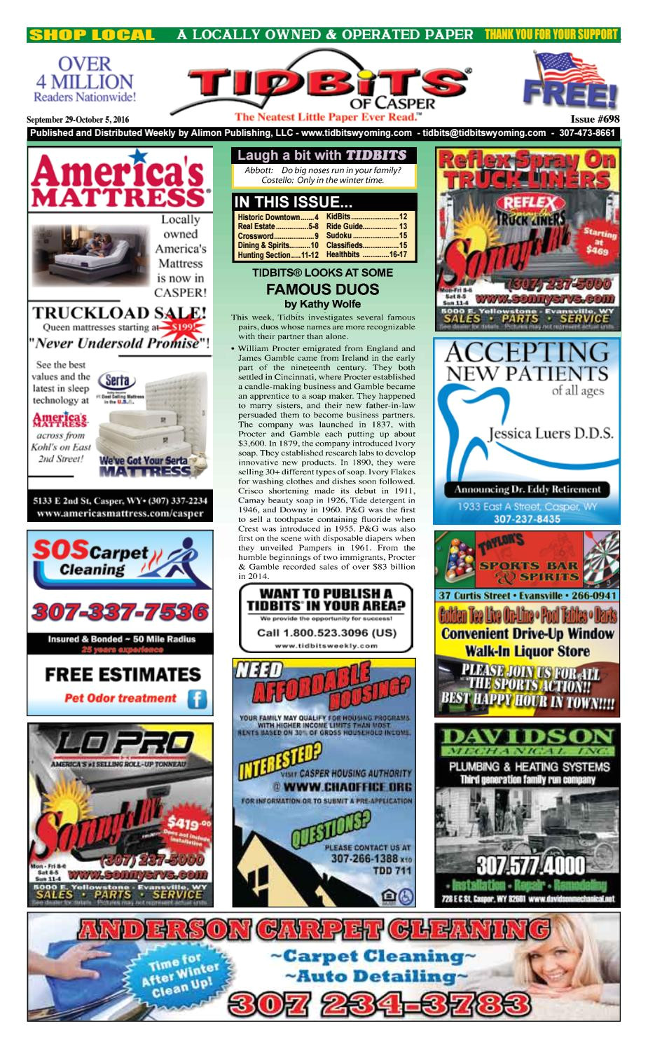 Sos Carpet Cleaning Casper Wy Tidbits Of Casper Sept 29 2016 by Alisha Collins issuu