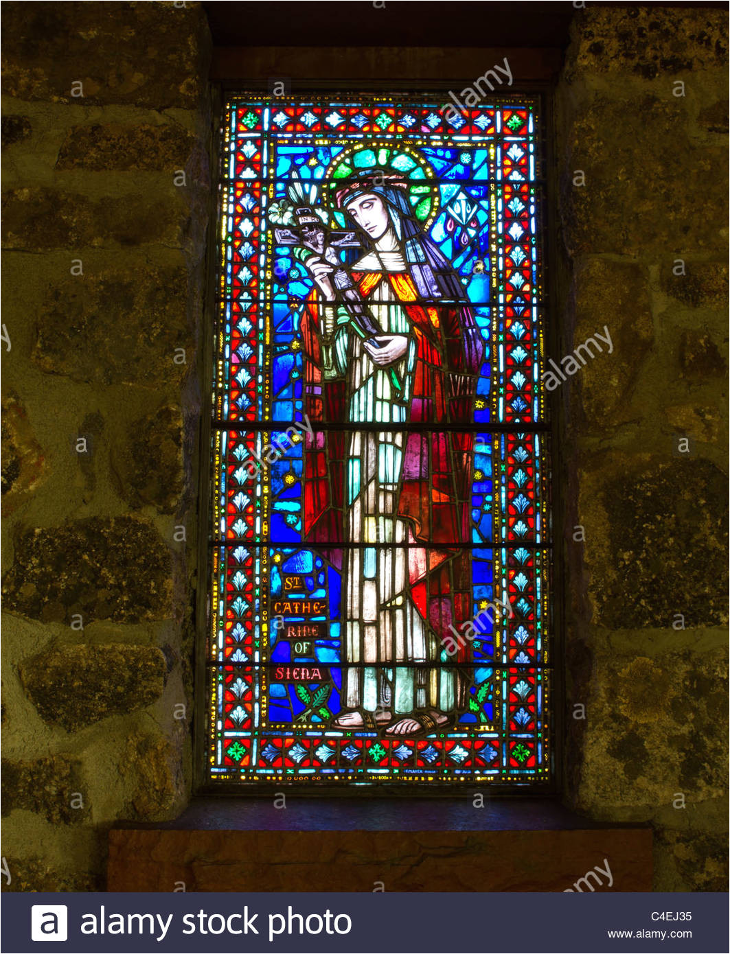st catherine stained glass window at st malo s chapel in allenspark colorado