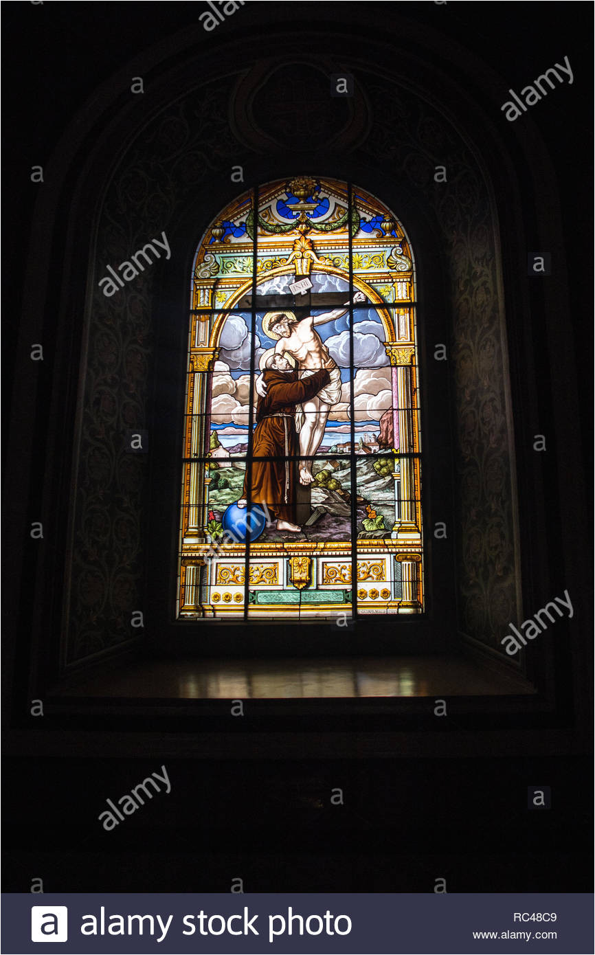 a beautiful stained glass window in a catholic church in central san jose costa rica