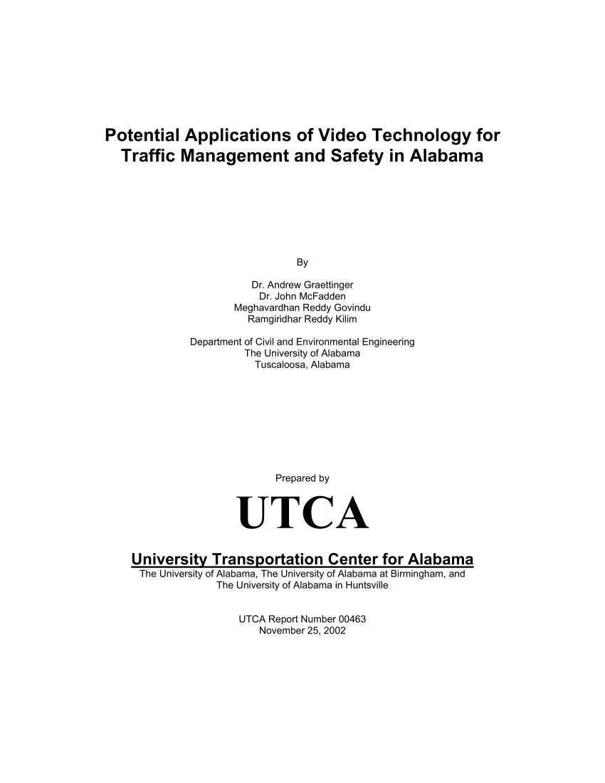 pdf potential applications of video technology for traffic management and safety in alabama