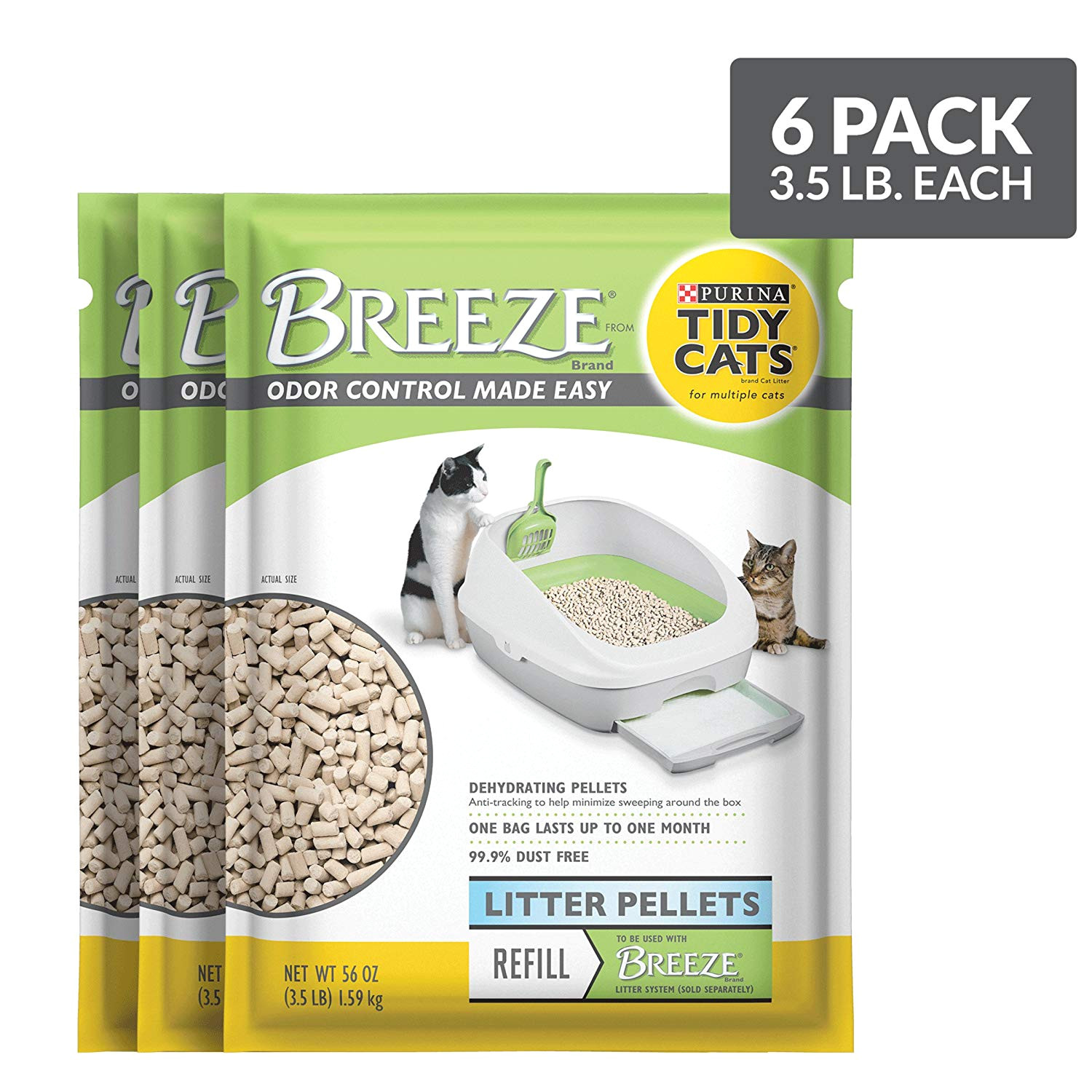 amazon com purina tidy cats breeze pellets refill cat litter 6 3 5 lb pouches pet litter pet supplies