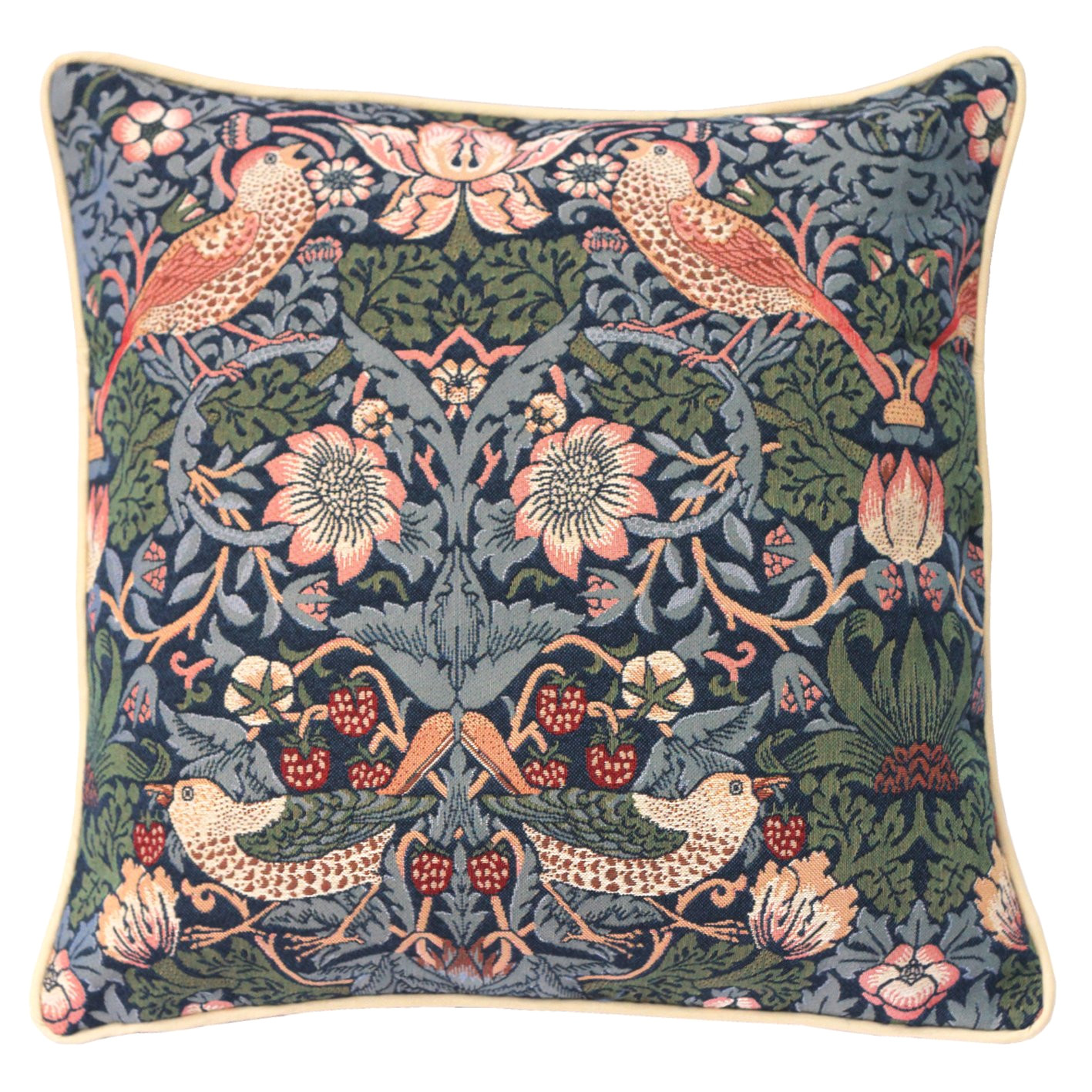 signare tapestry double sided square cushion cover william morris strawberry thief blue ccov stbl amazon co uk kitchen home