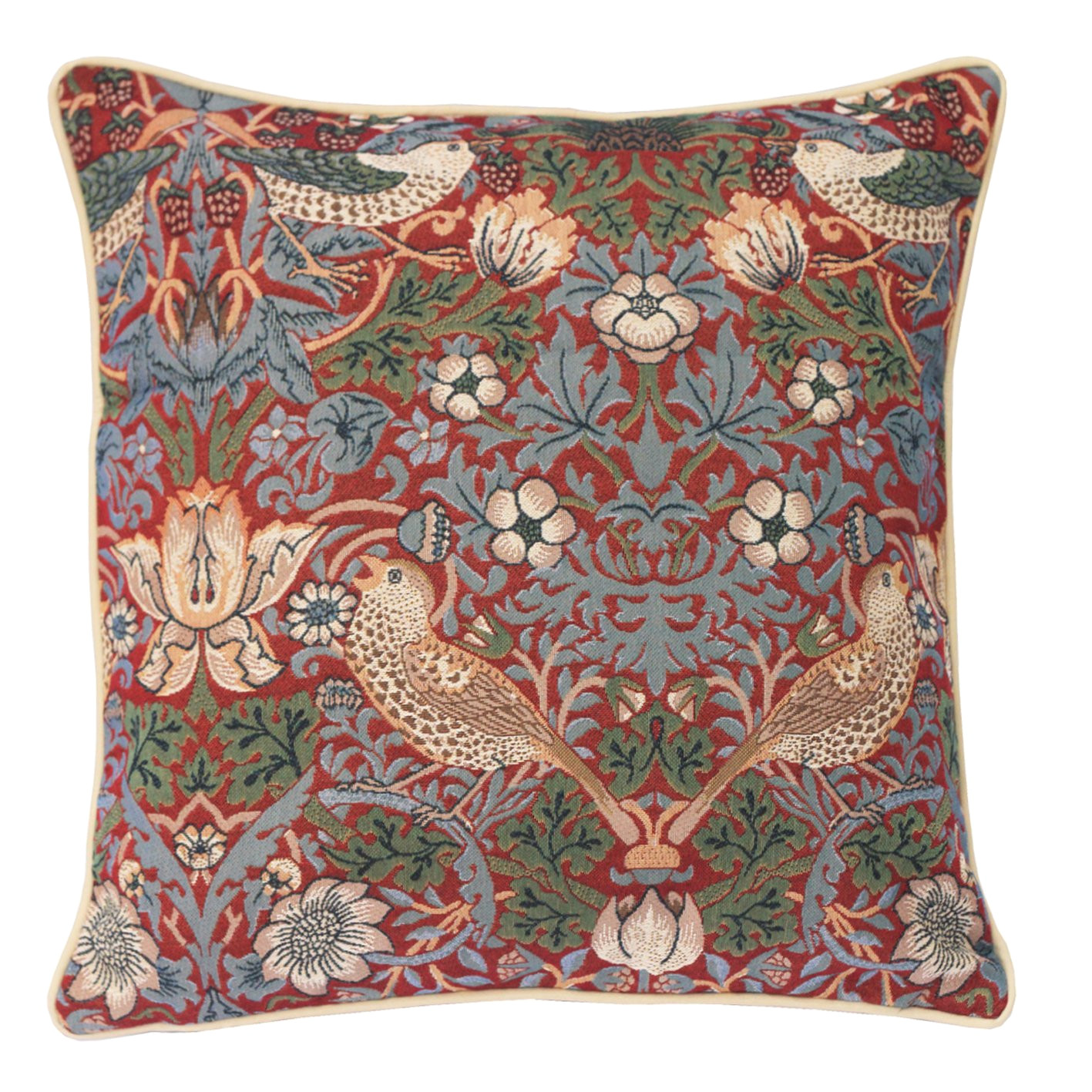 signare tapestry double sided square cushion cover william morris strawberry thief blue ccov stbl amazon co uk kitchen home