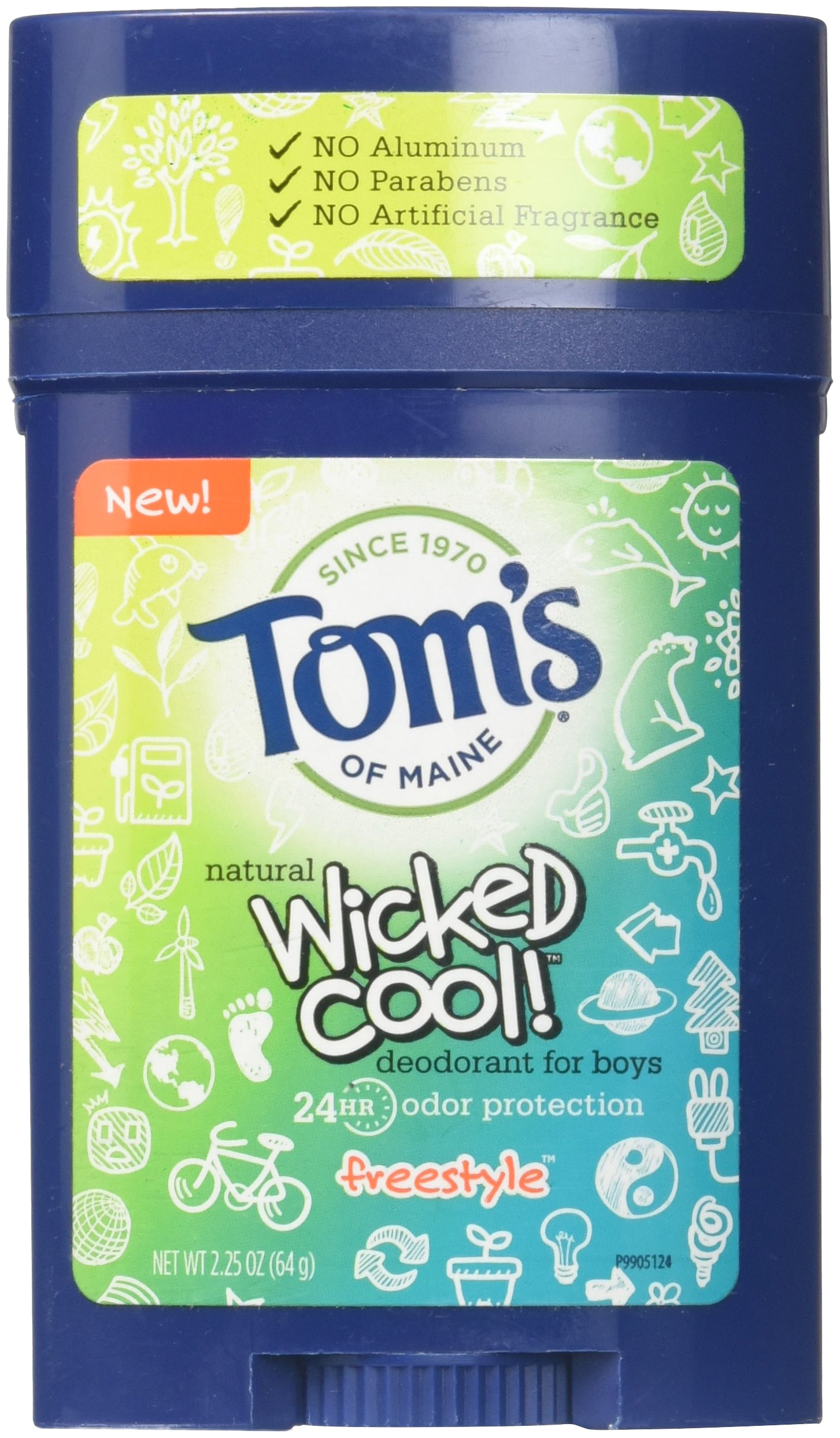 amazon com tom s of maine wicked cool deodorant for boys freestyle 2 25 oz pack of 3 home kitchen