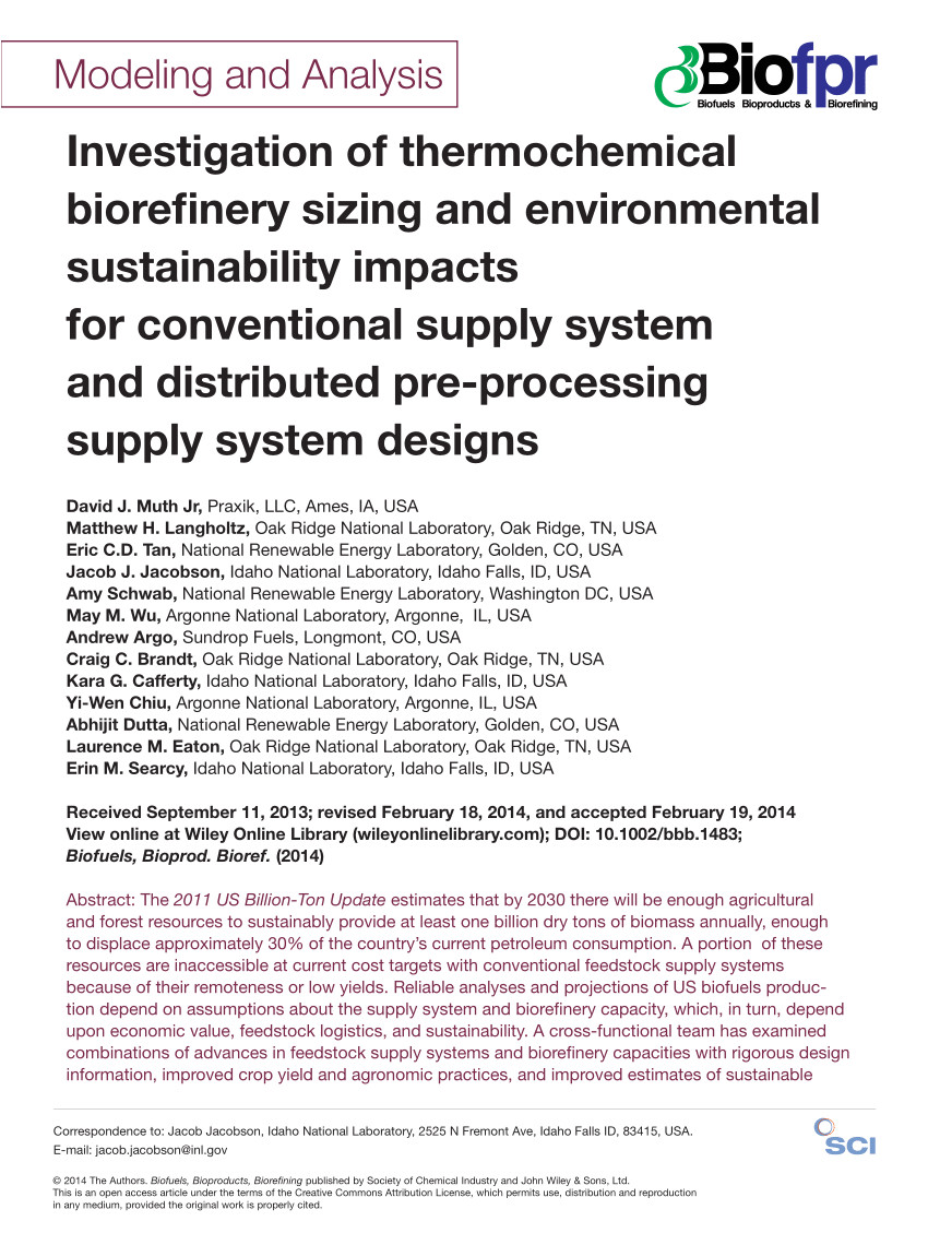 pdf 383281 conventional versus advanced depot biomass supply systems for a thermochemical conversion process and biorefinery sizing life cycle assessment