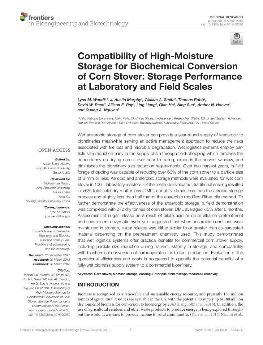 pdf impact of temperature moisture and storage duration on the chemical composition of switchgrass corn stover and sweet sorghum bagasse