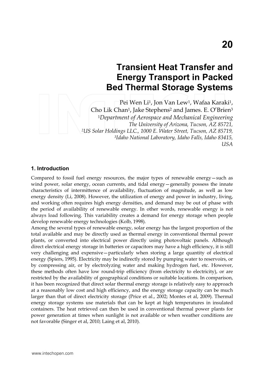 pdf transient heat transfer and energy transport in packed bed thermal storage systems