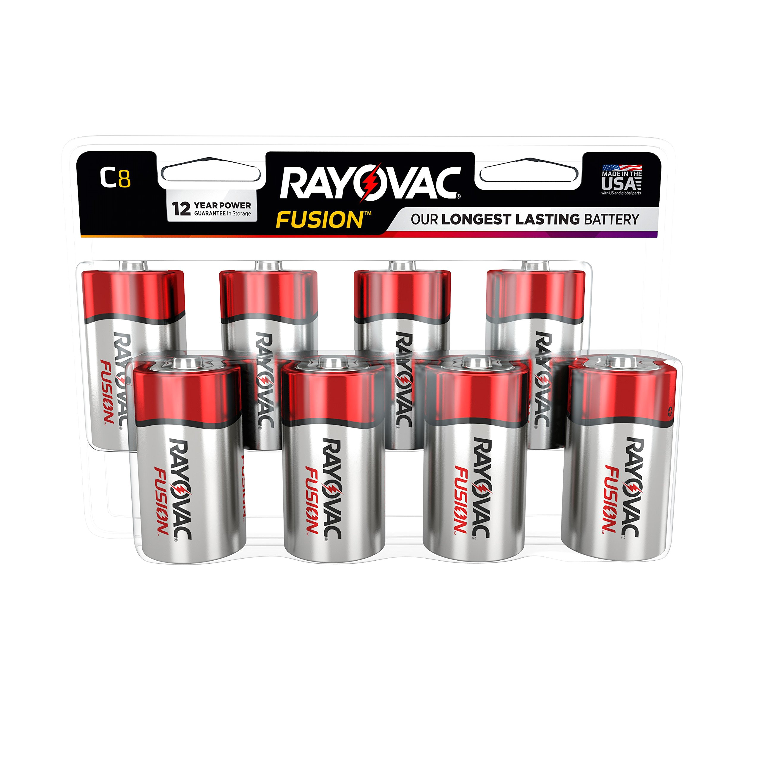 rayovac c 8 pack fusion premium alkaline batteries 814 8ltfusk