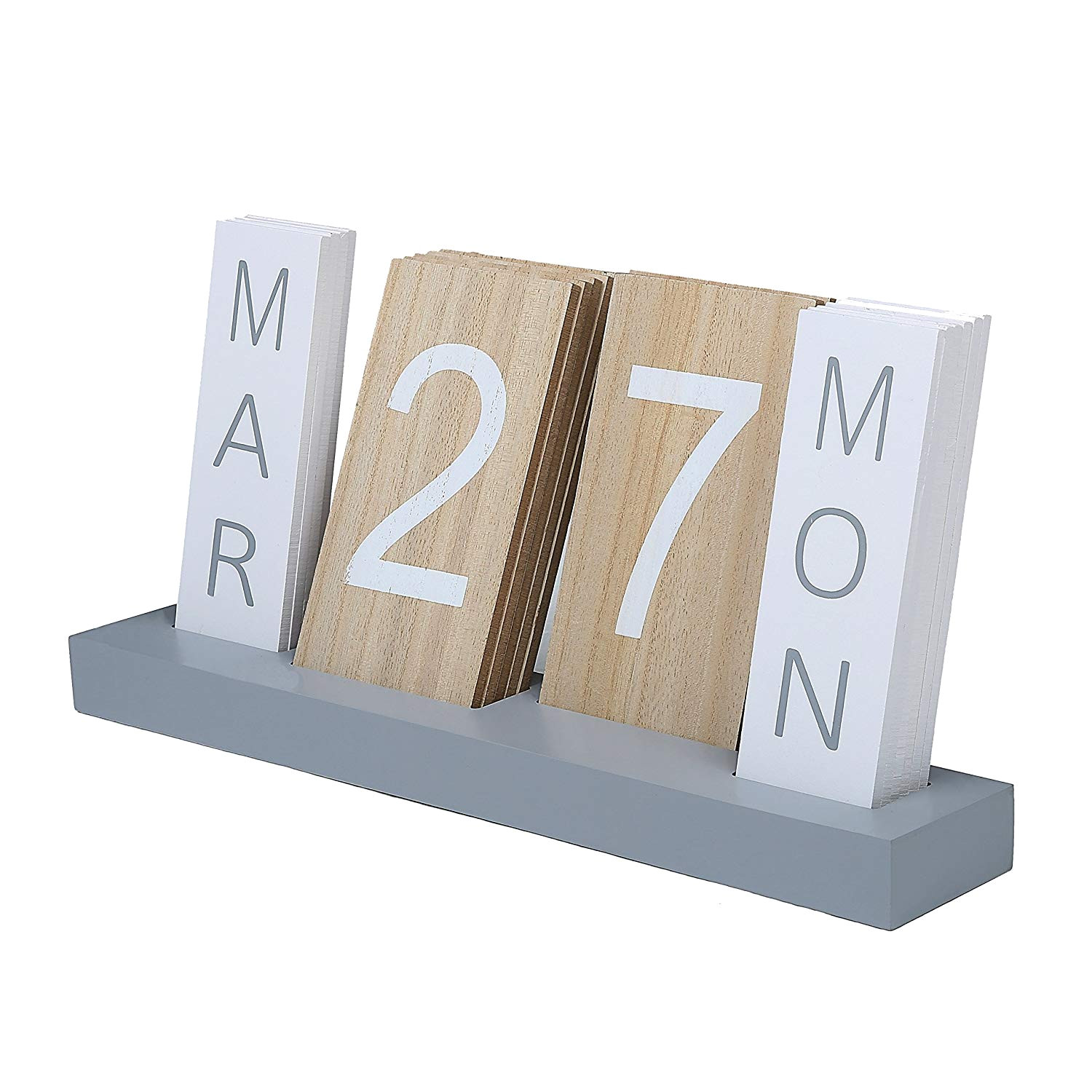 amazon com wood block perpetual month date day tile calendar desktop accessories home kitchen