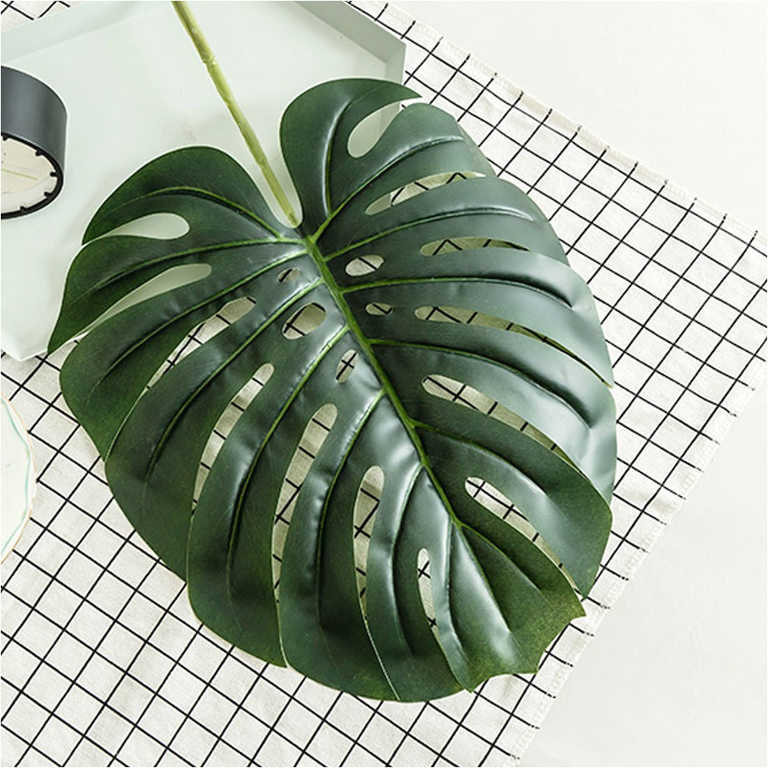 wedding favors 5 10 pcs large artificial fake monstera palm tree leaves green plastic leaf for photo booth decorative plants in artificial dried flowers