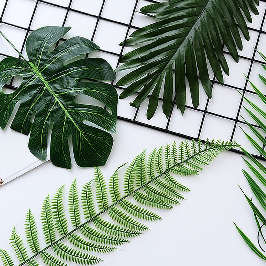 wedding favors 5 10 pcs large artificial fake monstera palm tree leaves green plastic leaf for photo booth decorative plants in artificial dried flowers