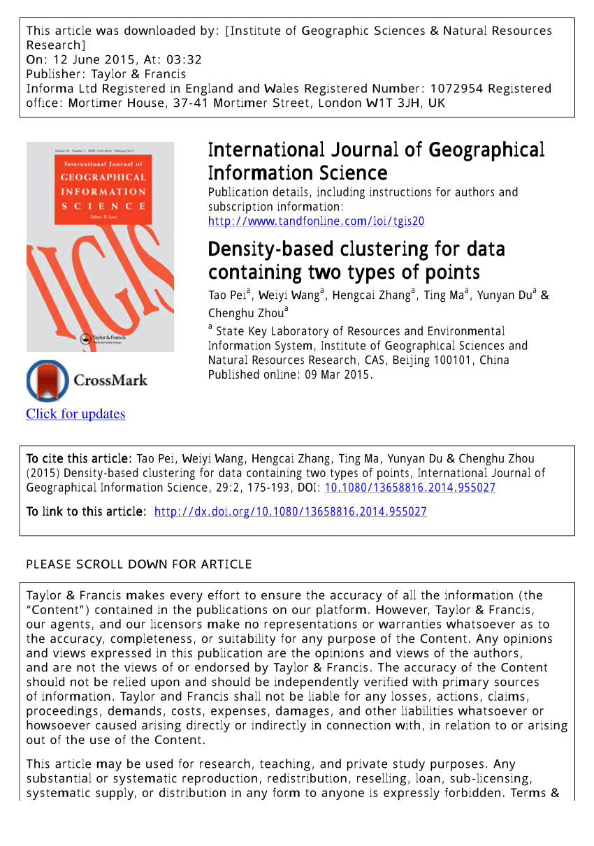 pdf density based clustering for data containing two types of points