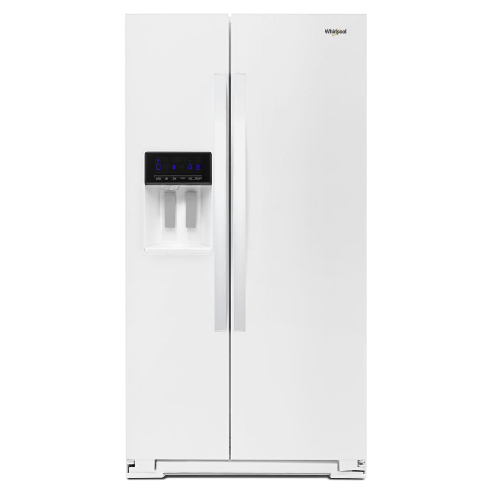 side by side refrigerator in white counter depth