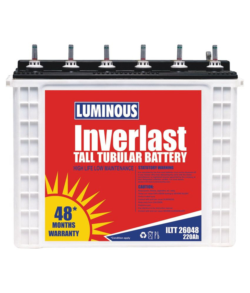 luminous inverlast iltt 26048 220 ah tall tubular battery