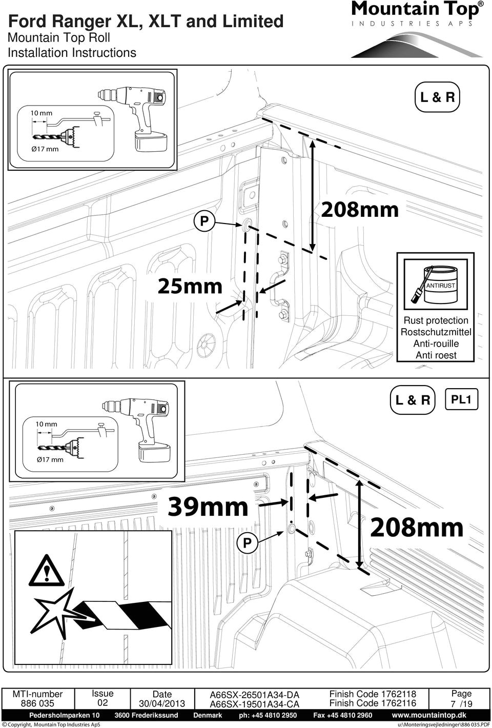 ford ranger xl xlt and limited mountain top roll installation instructions pdf