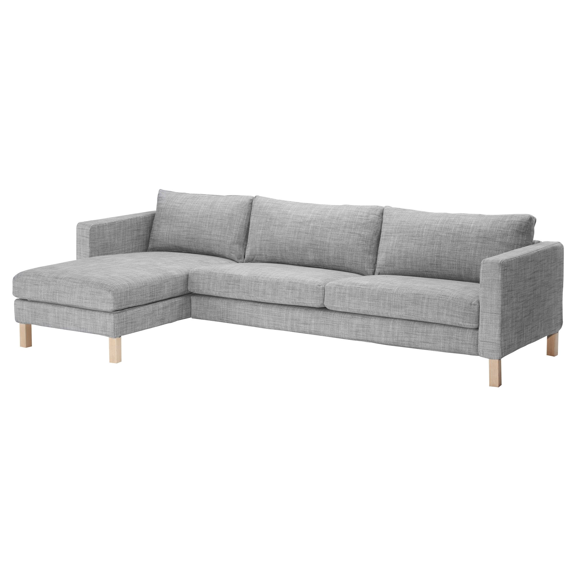 karlstad 3er sofa und recamiere isunda grau ikea