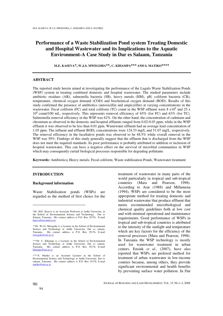 pdf effects of hospital wastewater on aquatic ecosystem