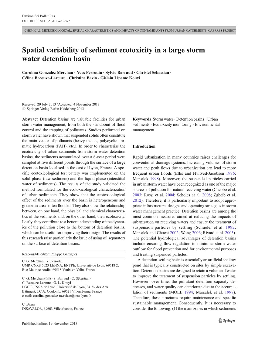 pdf spatial variability of sediment ecotoxicity in a large storm water detention basin