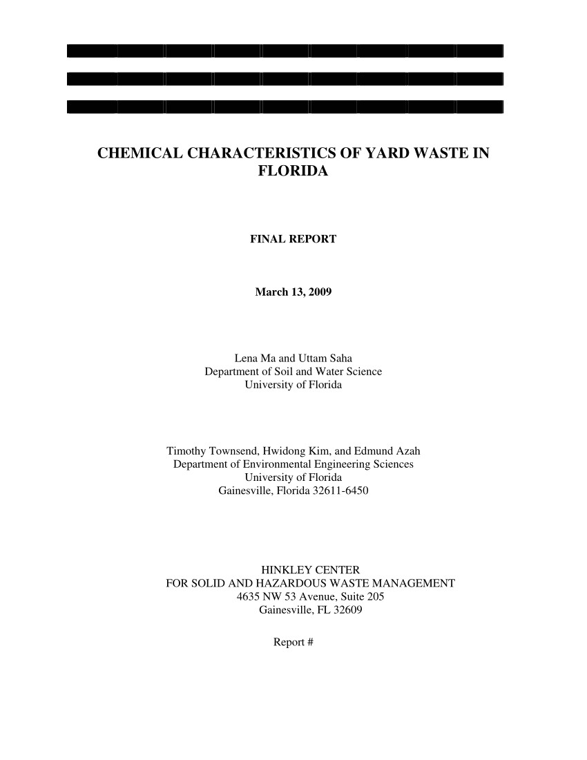 Waste Management In Ocala Fl Pdf Chemical Characteristics Of Yard Waste In Florida